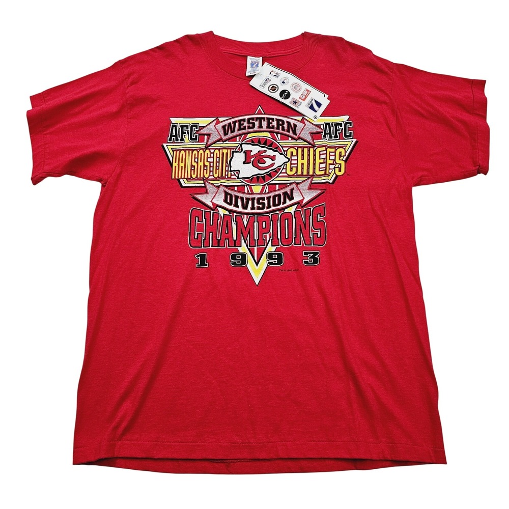 Logo‎ 7 T-Shirt Mens XL Red Kansas City Chiefs 1993 AFC West Champs Vintage 90s